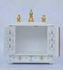 White Mdf & Wood Wall Mounted Mandir With Door