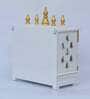 White Mdf & Wood Wall Mounted Mandir With Door