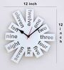 Crosscut White MDF 12in Wall Clock