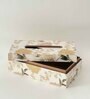 White Gold Resin Printed Wooden Tissue Paper Holder Box for Dining Room