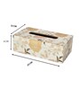 White Gold Resin Printed Wooden Tissue Paper Holder Box for Dining Room