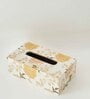 White Gold Resin Printed Wooden Tissue Paper Holder Box for Dining Room