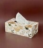 White Gold Resin Printed Wooden Tissue Paper Holder Box for Dining Room