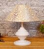 White Metal & Cotton Beige & Gold Colour Table Lamp