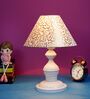 White Metal & Cotton Beige& Gold Colour Table Lamp