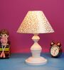 White Metal & Cotton Beige& Gold Colour Table Lamp