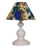 White Metal & Cotton Blue & White Colour Table Lamp