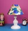 White Metal & Cotton Blue & White Colour Table Lamp