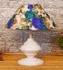 White Metal & Cotton Blue & White Colour Table Lamp