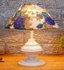 White Metal & Cotton Blue & White Colour Table Lamp