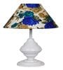 White Metal & Cotton Blue & White Colour Table Lamp