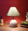 White Metal & Cotton Green & Gold Colour Table Lamp