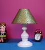 White Metal & Cotton Green & Gold Colour Table Lamp