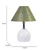 White Metal & Cotton Green & Gold Colour Table Lamp