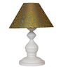 White Metal & Cotton Green & Gold Colour Table Lamp