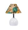 White Metal & Cotton Green & Yellow Colour Table Lamp