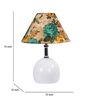 White Metal & Cotton Green & Yellow Colour Table Lamp