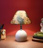 White Metal & Cotton Green & Yellow Colour Table Lamp