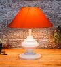 White Metal & Cotton Orange Colour Table Lamp