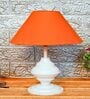 White Metal & Cotton Orange Colour Table Lamp