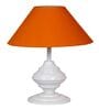 White Metal & Cotton Orange Colour Table Lamp
