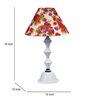 White Metal & Cotton Red & Purple Colour Table Lamp