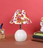 White Metal & Cotton Red & Purple Colour Table Lamp
