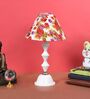 White Metal & Cotton Red & Purple Colour Table Lamp