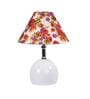 White Metal & Cotton Red & Purple Colour Table Lamp