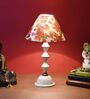 White Metal & Cotton Red & Purple Colour Table Lamp