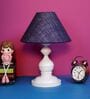 White Metal & Natural Fiber Blue Colour Table Lamp