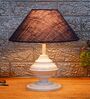 White Metal & Natural Fiber Blue Colour Table Lamp