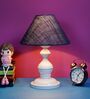White Metal & Natural Fiber Blue Colour Table Lamp