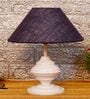White Metal & Natural Fiber Blue Colour Table Lamp