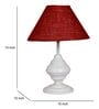 White Metal & Natural Fiber Maroon  Colour Table Lamp
