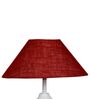 White Metal & Natural Fiber Maroon  Colour Table Lamp