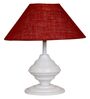 White Metal & Natural Fiber Maroon  Colour Table Lamp
