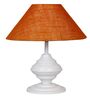White Metal & Natural Fiber Mustard Colour Table Lamp