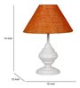 White Metal & Natural Fiber Mustard Colour Table Lamp