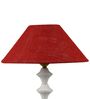 White Metal & Natural Fiber Red Colour Table Lamp