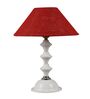 White Metal & Natural Fiber Red Colour Table Lamp