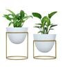 White Metal Alle Desk Pot (Set Of 2)