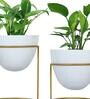 White Metal Alle Desk Pot (Set Of 2)