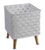 White Metal And Wood Square Planter