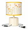 White Metal Base Table Lamp with Printed Shade for Living Room
