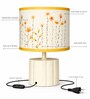 White Metal Base Table Lamp with Printed Shade for Living Room