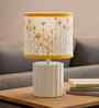 White Metal Base Table Lamp with Printed Shade for Living Room