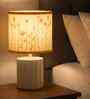White Metal Base Table Lamp with Printed Shade for Living Room