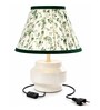 White Metal Base with Green Floral Fabric Shade Table Lamp