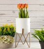 White Metal Desk Planter Set of 1